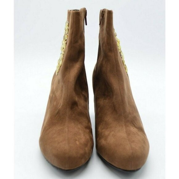 Joan Boyce Camel Brown Kitten Heel Ankle Boot 10 - Picture 3 of 8